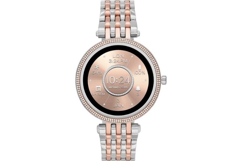 montre connecte michael kors or rose et argent